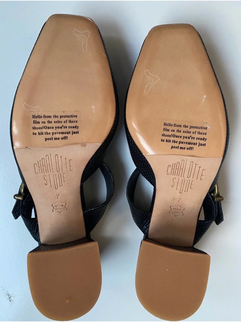 Charlotte Stone Gina Heels (Size 7, Tejus Black Shoes, New Unworn Without Box) - Picture 4 of 5